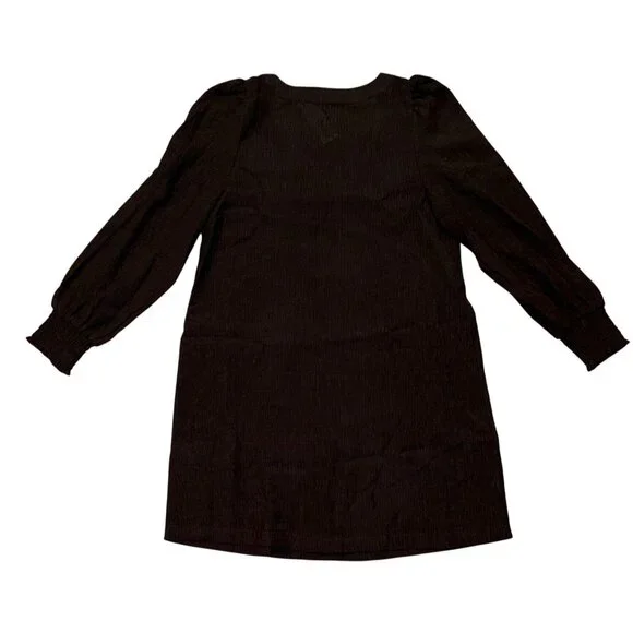 NWT BB Dakota X Steve Madden Ruston Long Sleeve V-Neck Shift Minidress Black S - Picture 5 of 8